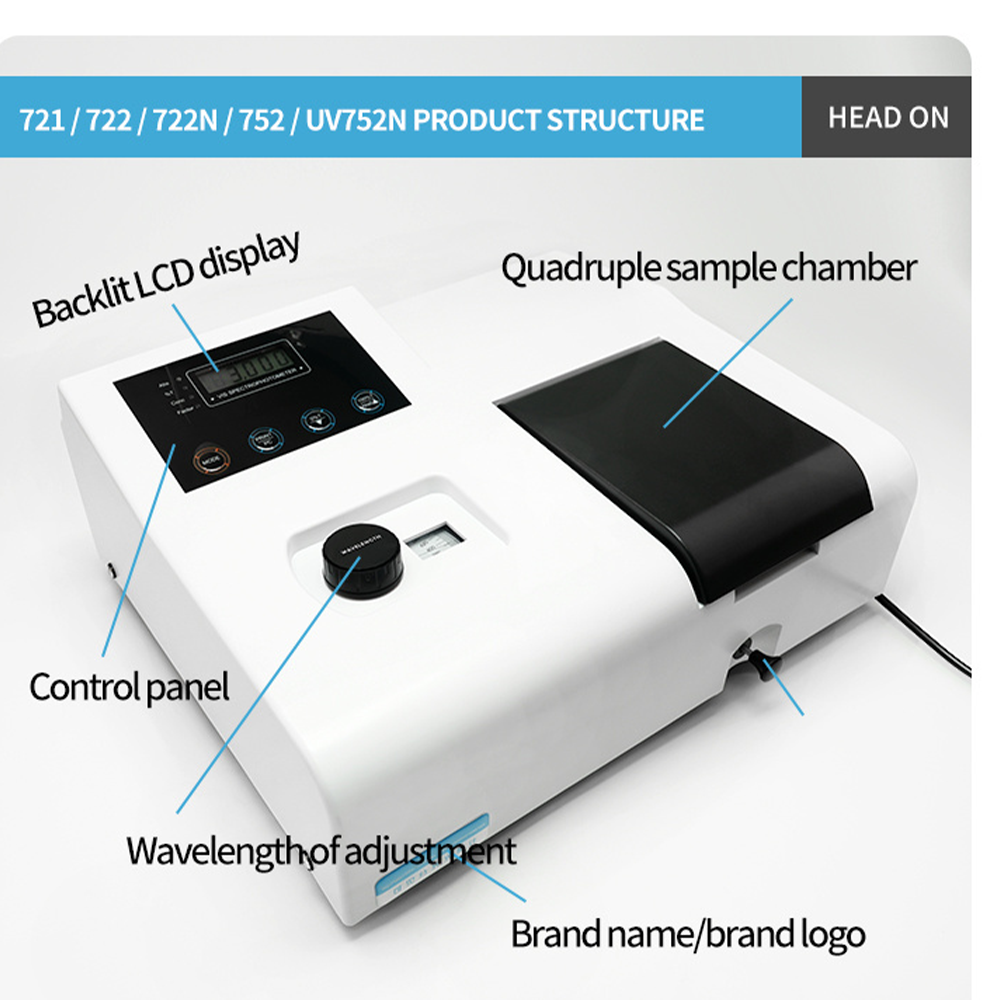 Qiujing Digital Display Manual 4-6NM Visible Spectrophotometer With Imported Tungsten Lamp 721/722N/722N/S
